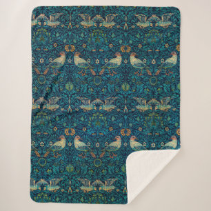 William Morris Birds Art Nouveau Floral Pattern Sherpa Blanket