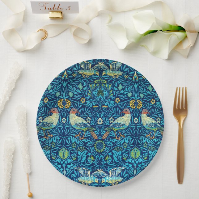 William Morris Birds blue paper plates  (Wedding)