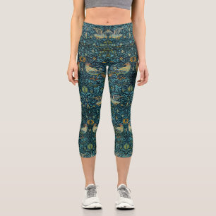 William Morris Birds & Floral Pattern Capri Leggings