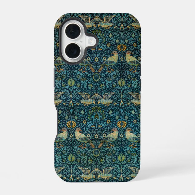 William Morris Birds & Floral Pattern iPhone 16 Case (Back)