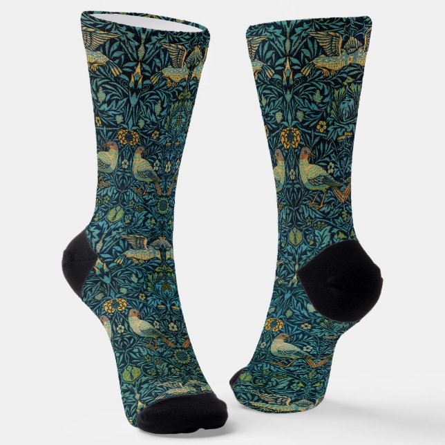 William Morris Birds & Floral Pattern Socks (Angled)