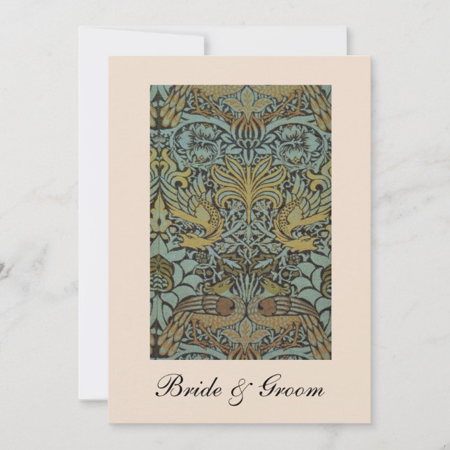 William Morris Birds Pattern Wedding Invitations (Front)