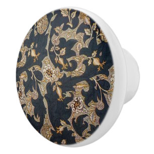 William * Morris  Black and Gold Ceramic Knob