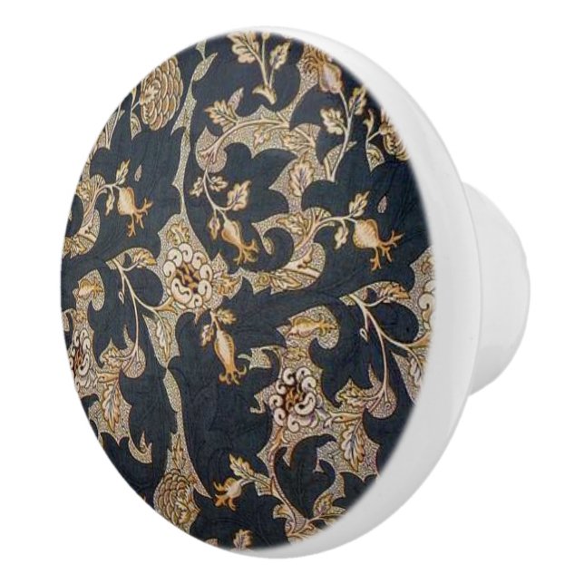 William * Morris  Black and Gold Ceramic Knob (Right)
