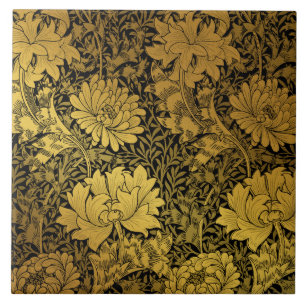 William Morris Black And Gold Floral Tile