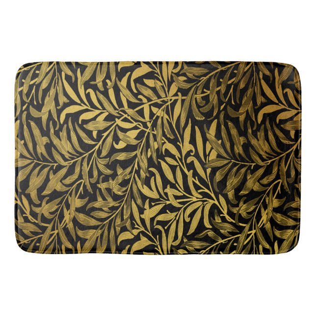 William Morris Black And Gold  Willow Bough Bath Mat (Front)