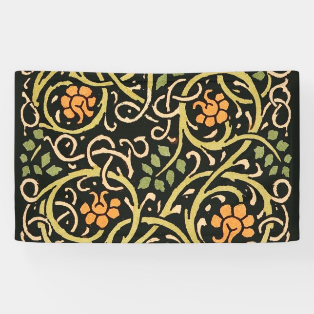 William Morris Black Floral Art Print Design Banner (Horizontal)