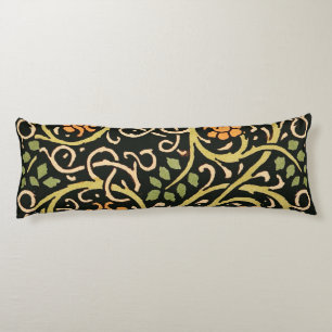 William Morris Black Floral Art Print Design Body Cushion