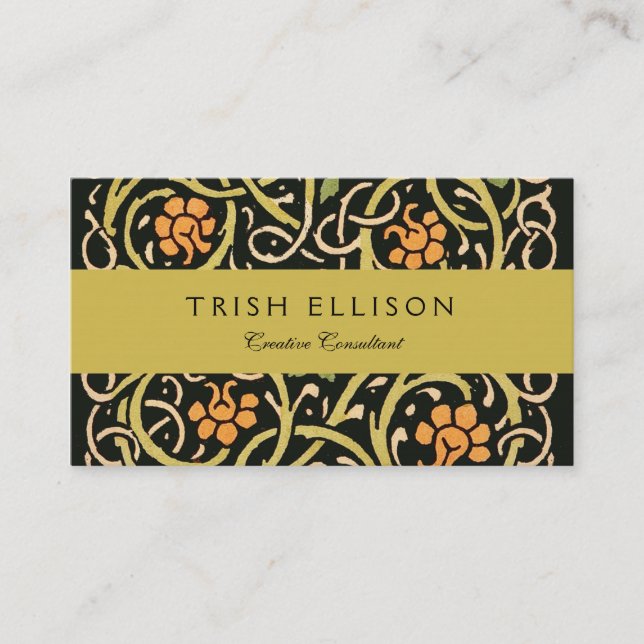 William Morris Black Floral Art Print Design Business Card (Front)