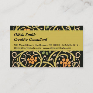William Morris Black Floral Art Print Design Business Card