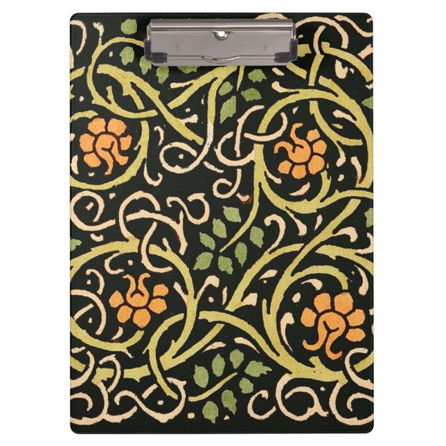 William Morris Black Floral Art Print Design Clipboard (Front)