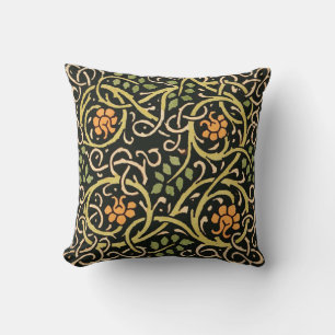 William Morris Black Floral Art Print Design Cushion