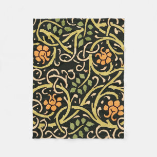 William Morris Black Floral Art Print Design Fleece Blanket