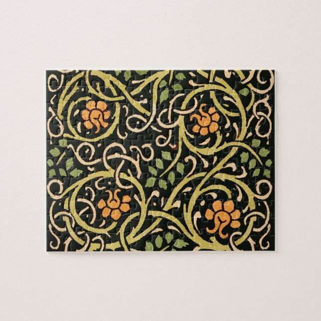 William Morris Black Floral Art Print Design Jigsaw Puzzle (Horizontal)