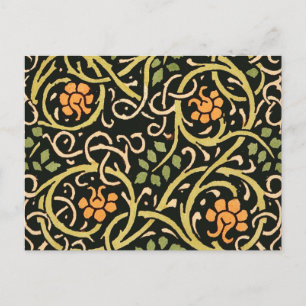 William Morris Black Floral Art Print Design Postcard