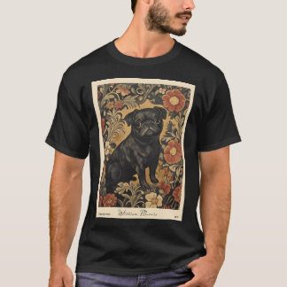 William Morris Black Pug Floral T-Shirt