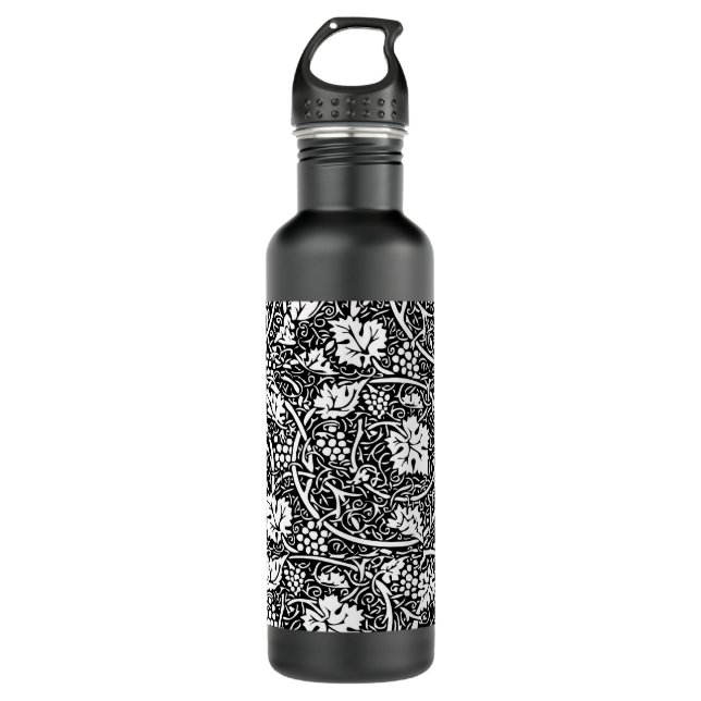 William Morris Black White Grape Vine 710 Ml Water Bottle (Front)