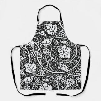 William Morris Black White Grape Vine Apron