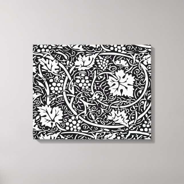 William Morris Black White Grape Vine Canvas Print (Front)
