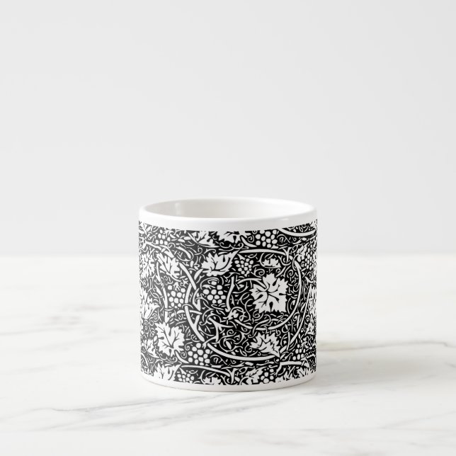 William Morris Black White Grape Vine Espresso Cup (Front)