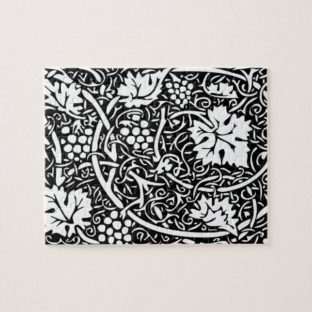 William Morris Black White Grape Vine Jigsaw Puzzle (Horizontal)