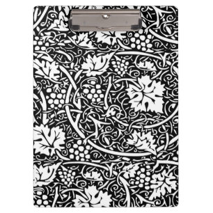 William Morris Black White Grape Vine Pattern Clipboard
