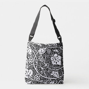 William Morris Black White Grape Vine Pattern Crossbody Bag