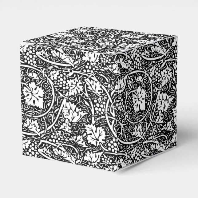 William Morris Black White Grape Vine Pattern Favour Box (Front Side)