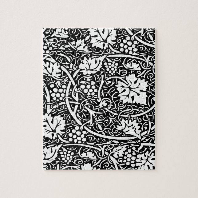 William Morris Black White Grape Vine Pattern Jigsaw Puzzle (Vertical)
