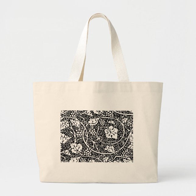 William Morris Black White Grape Vine Pattern Large Tote Bag (Front)