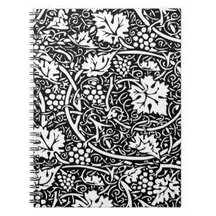 William Morris Black White Grape Vine Pattern Notebook