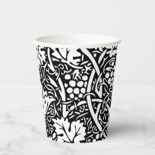 William Morris Black White Grape Vine Pattern Paper Cups
