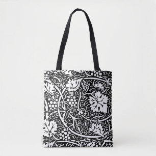 William Morris Black White Grape Vine Pattern Tote Bag