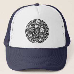 William Morris Black White Grape Vine Pattern Trucker Hat