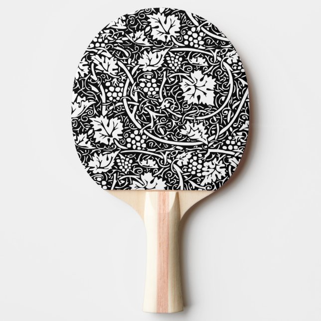 William Morris Black White Grape Vine Ping Pong Paddle (Front)