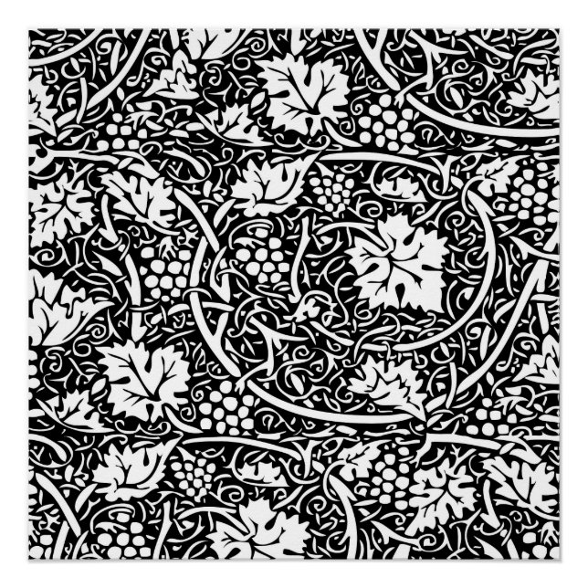 William Morris Black White Grape Vine Poster (Front)