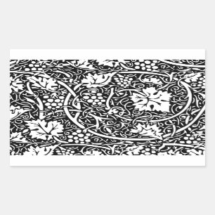 William Morris Black White Grape Vine Rectangular Sticker