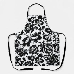 William Morris Black White Venetian Floral Pattern Apron