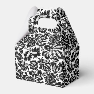 William Morris Black White Venetian Floral Pattern Favour Box
