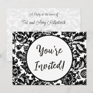 William Morris Black White Venetian Floral Pattern Invitation