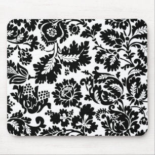 William Morris Black White Venetian Floral Pattern Mouse Mat