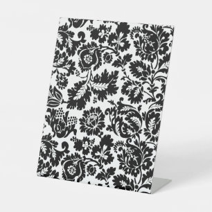 William Morris Black White Venetian Floral Pattern Pedestal Sign