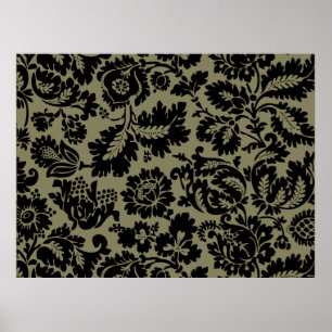 William Morris Black White Venetian Floral Pattern Poster