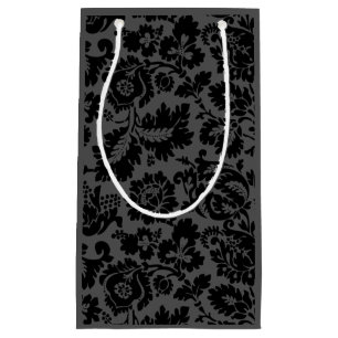 William Morris Black White Venetian Floral Pattern Small Gift Bag
