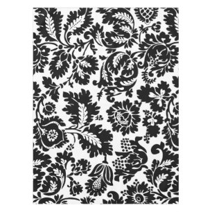 William Morris Black White Venetian Floral Pattern Tablecloth