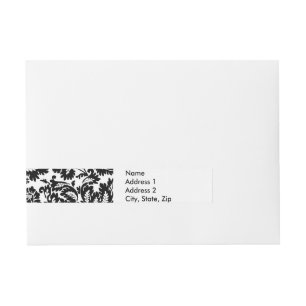 William Morris Black White Venetian Floral Pattern Wraparound Address Label