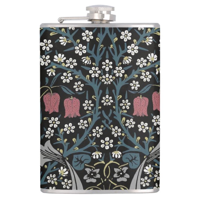 William Morris Blackthorn Floral Art Nouveau Hip Flask (Front)