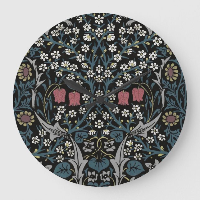 William Morris Blackthorn Floral Art Nouveau Large Clock (Front)