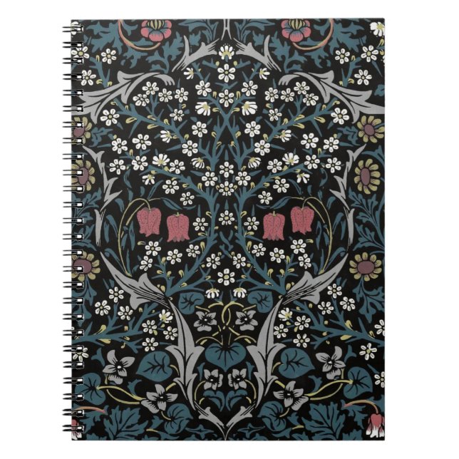 William Morris Blackthorn Floral Art Nouveau Notebook (Front)