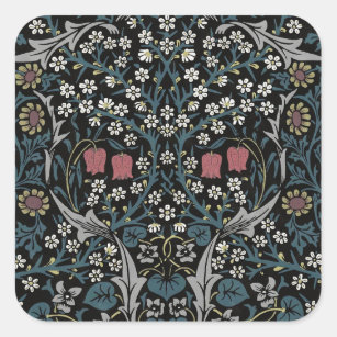 William Morris Blackthorn Floral Art Nouveau Square Sticker